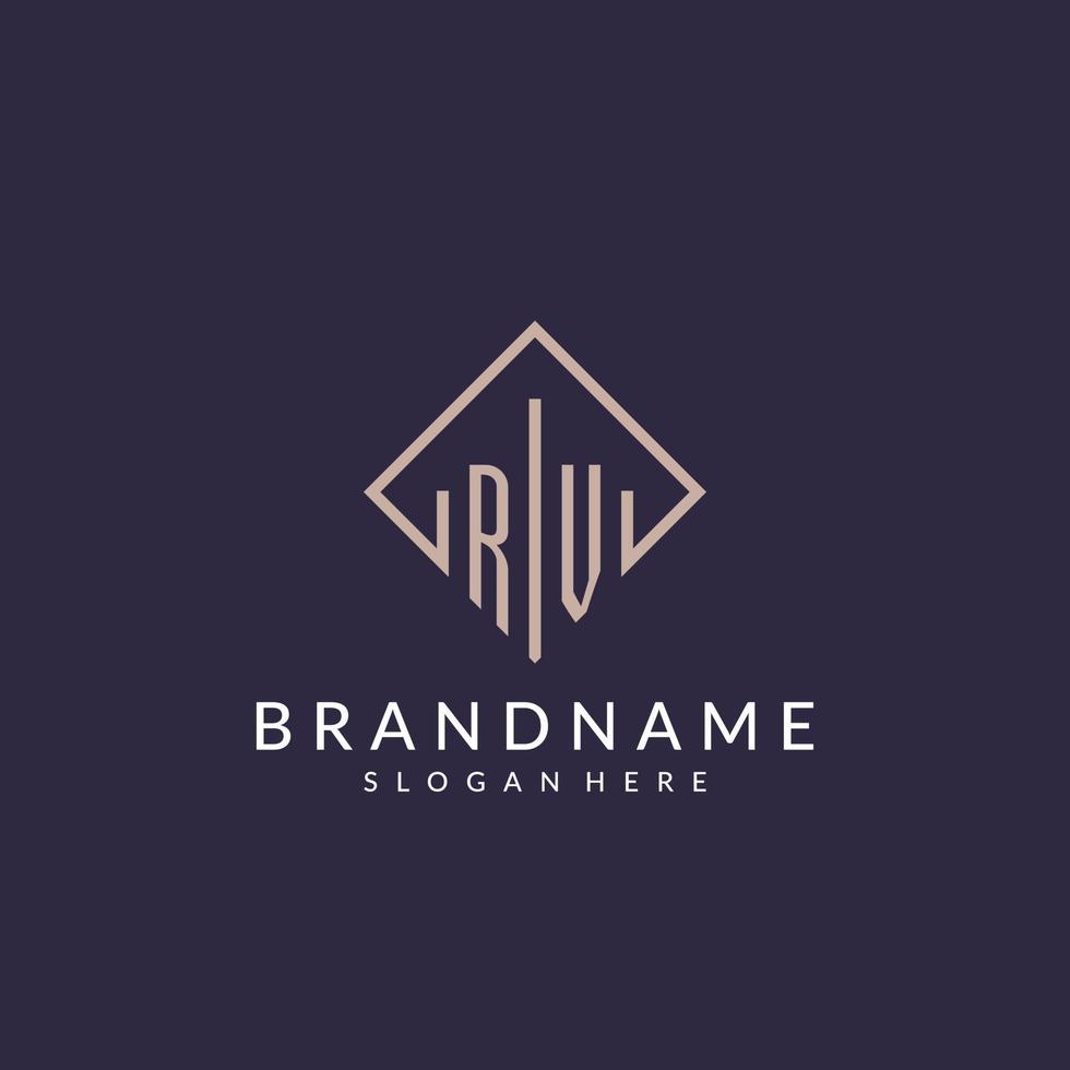 logo monogramme initial rv avec un design de style rectangle vecteur