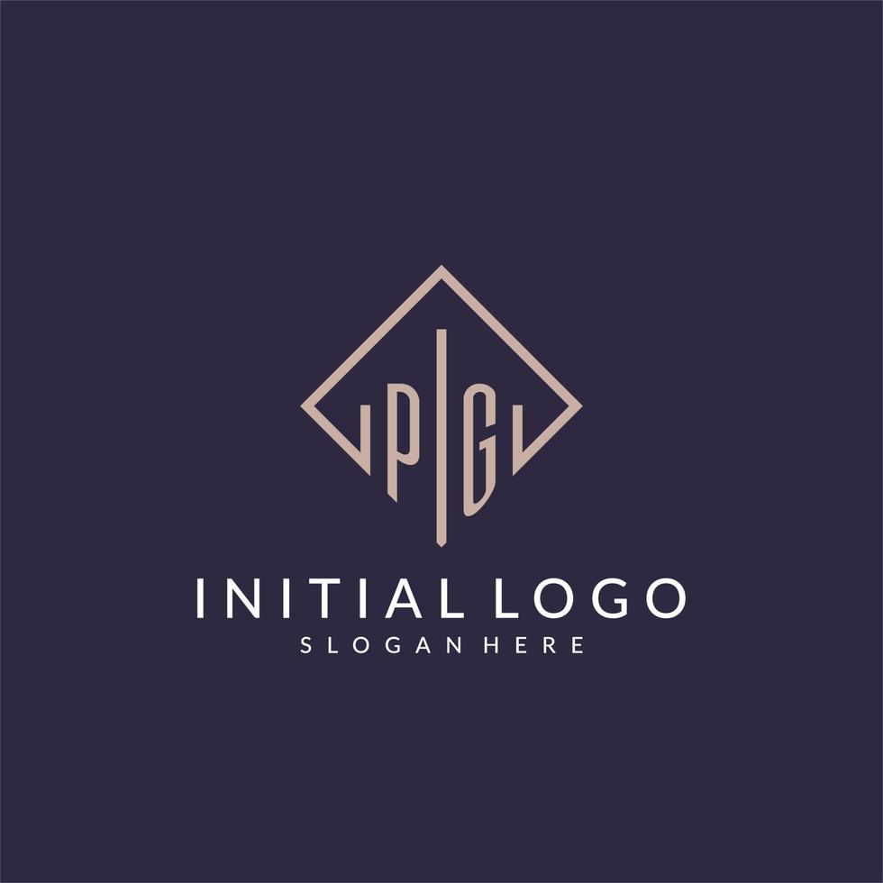 logo monogramme initial pg avec un design de style rectangle vecteur