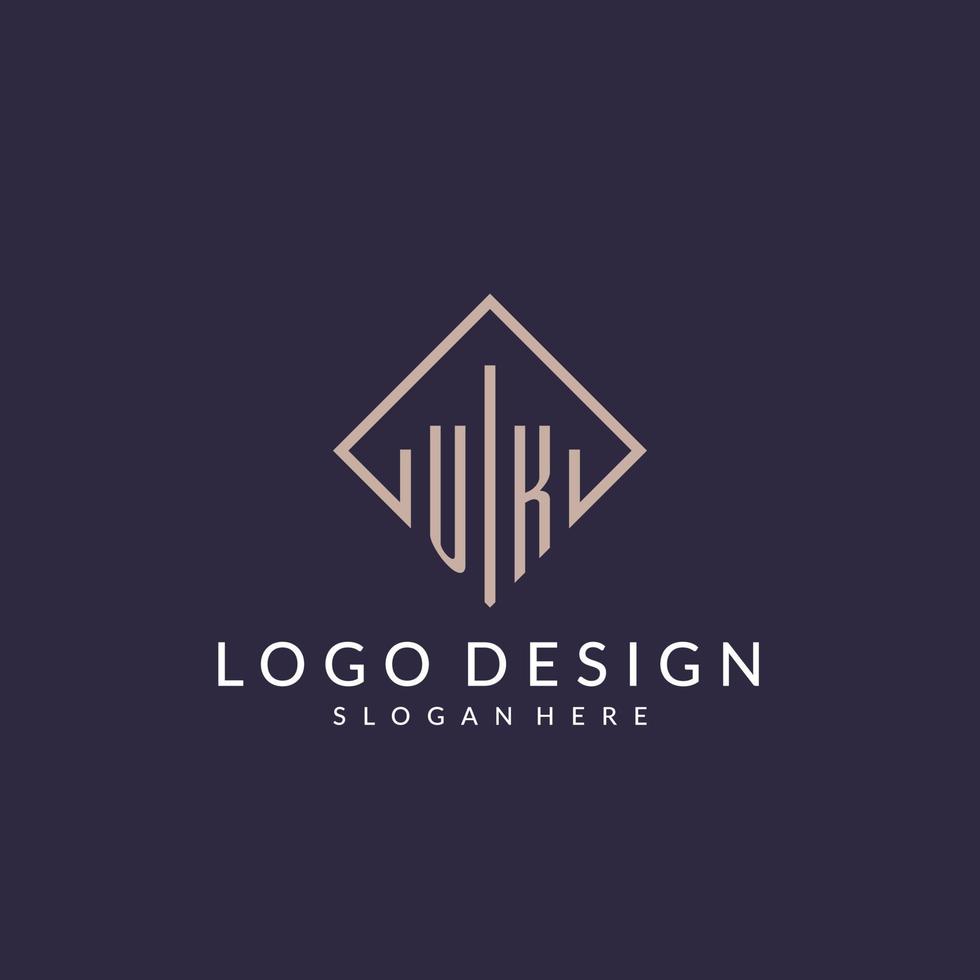 logo monogramme initial uk avec un design de style rectangle vecteur