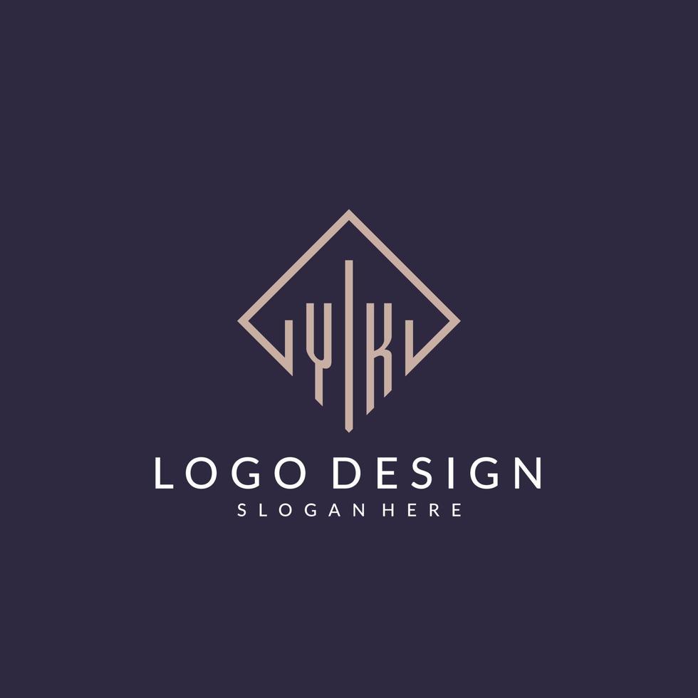 logo monogramme initial yk avec un design de style rectangle vecteur