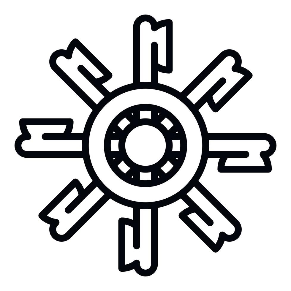 icône de roue de moulin à eau, style de contour vecteur