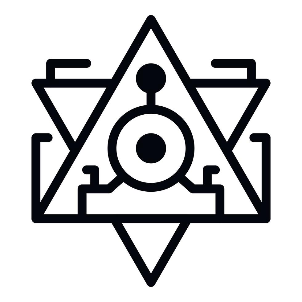 icône d'alchimie pyramidale, style de contour vecteur