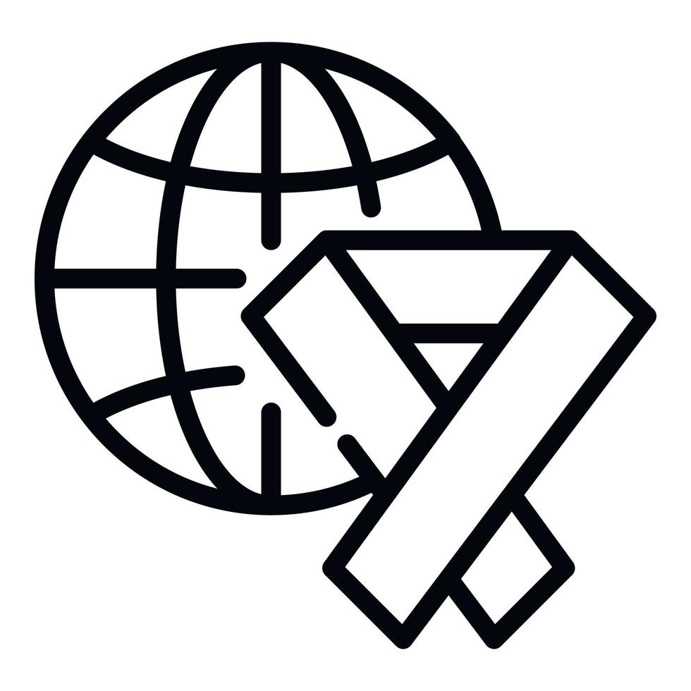 icône de globe de charité de ruban, style de contour vecteur