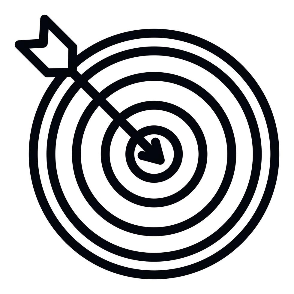 une flèche sur une icône cible, style de contour vecteur