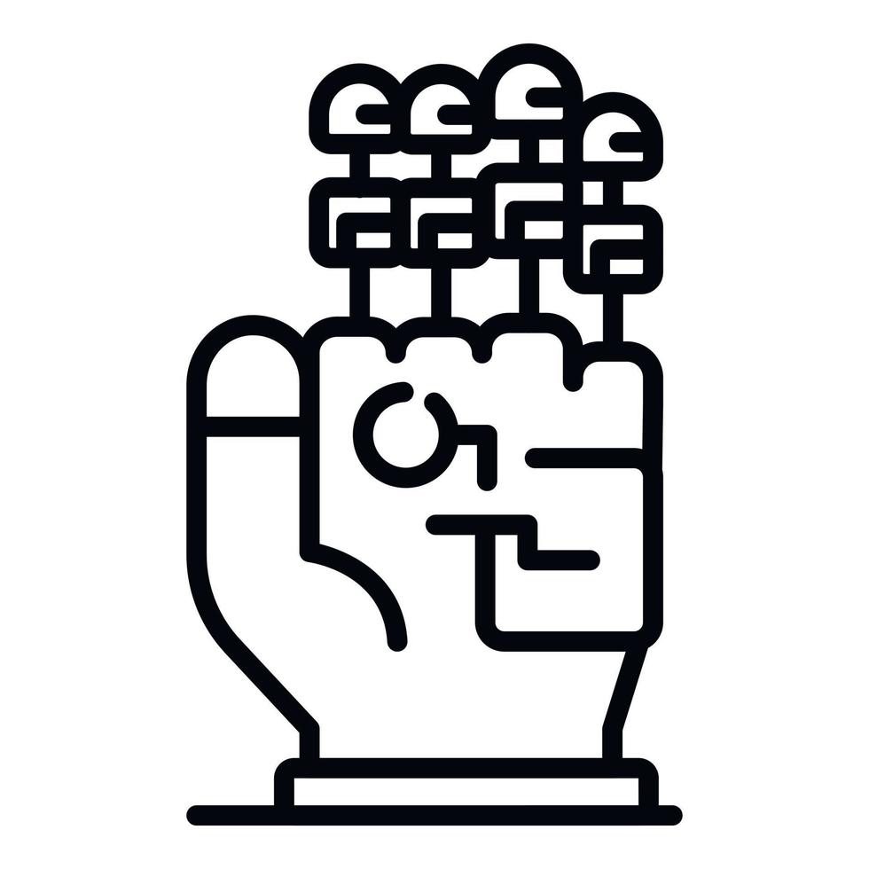 icône de prothèses à quatre doigts, style de contour vecteur