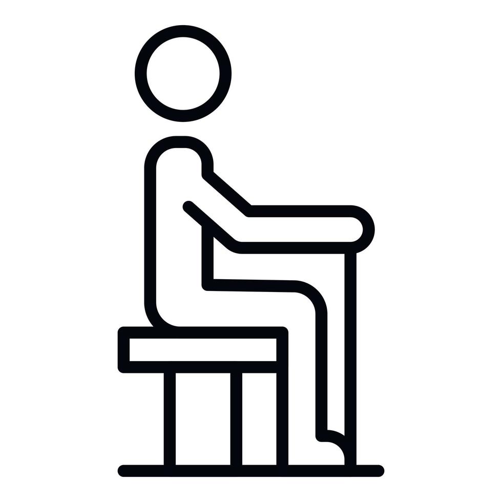 homme âgé reste à l'icône de la chaise, style de contour vecteur