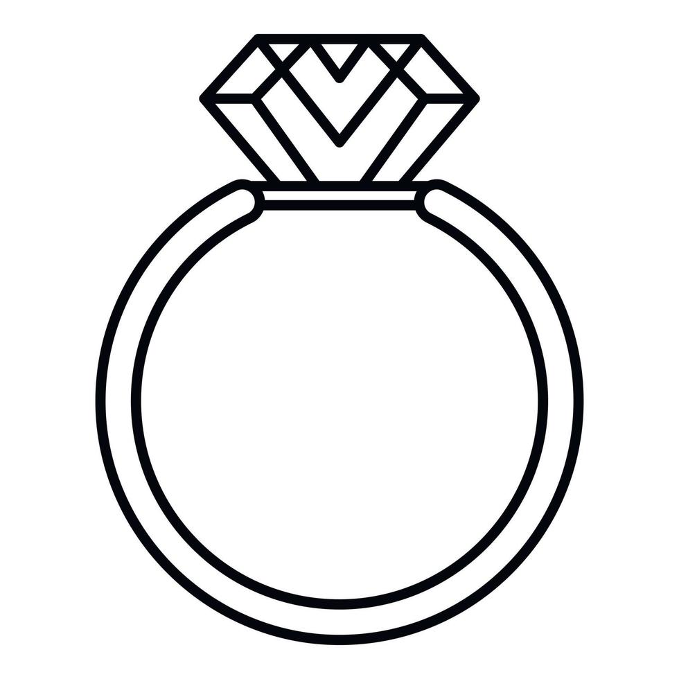 icône de bague de pierres précieuses, style de contour vecteur