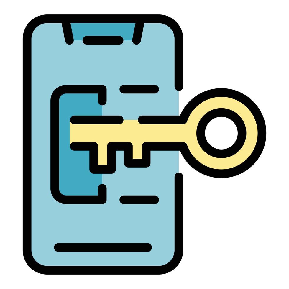 vecteur de contour de couleur d'icône de mot de passe de téléphone