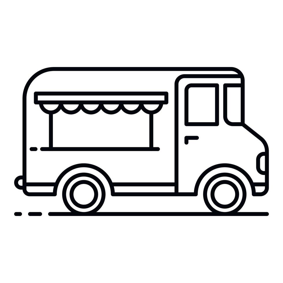icône de camion de nourriture gastronomique, style de contour vecteur