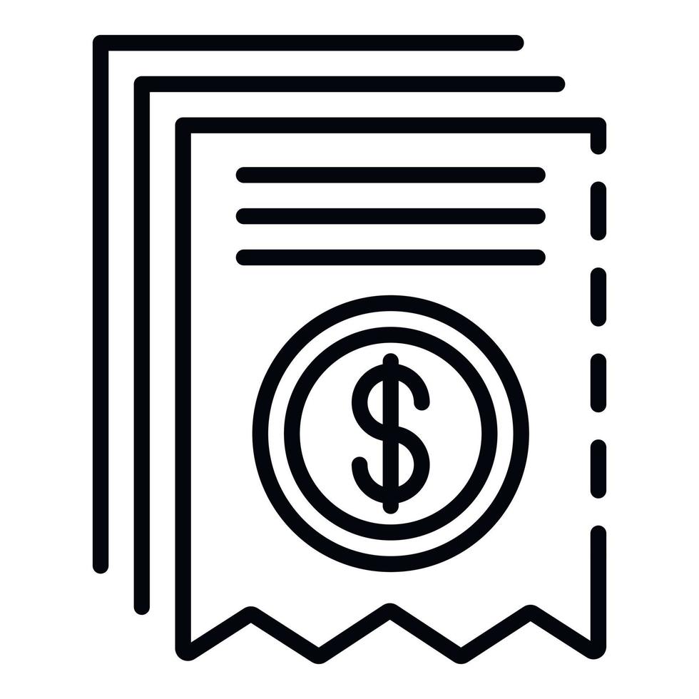 icône de reçu de paiement, style de contour vecteur