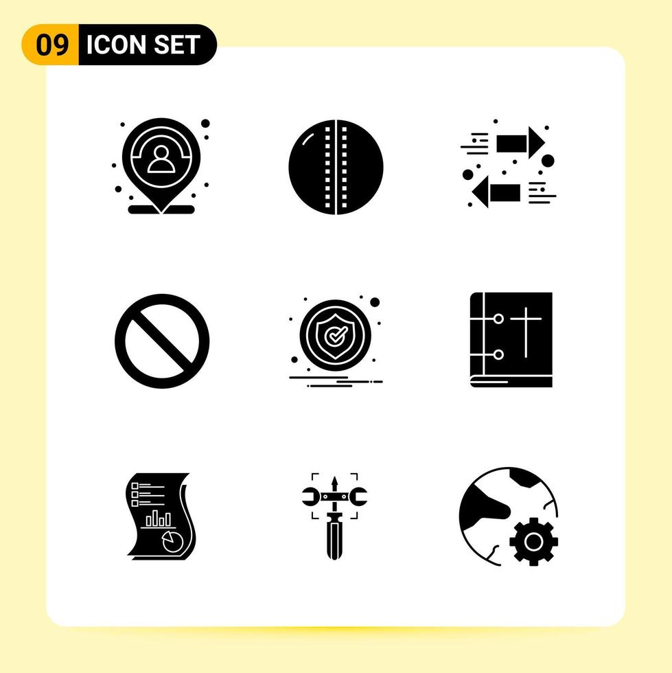 9 icônes créatives pour la conception de sites Web modernes et des applications mobiles réactives 9 signes de symboles de glyphe sur fond blanc 9 pack d'icônes vecteur