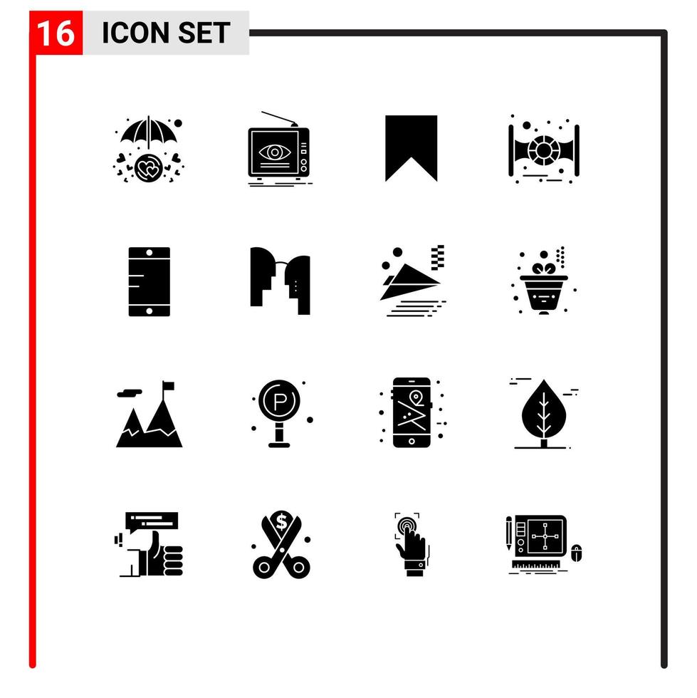 16 icônes créatives signes et symboles modernes de star wars espace télévision tag interface éléments de conception vectoriels modifiables vecteur