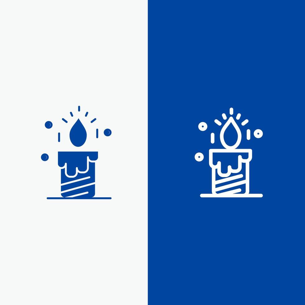 bougie mariage amour ligne et glyphe icône solide bannière bleue ligne et glyphe icône solide bannière bleue vecteur