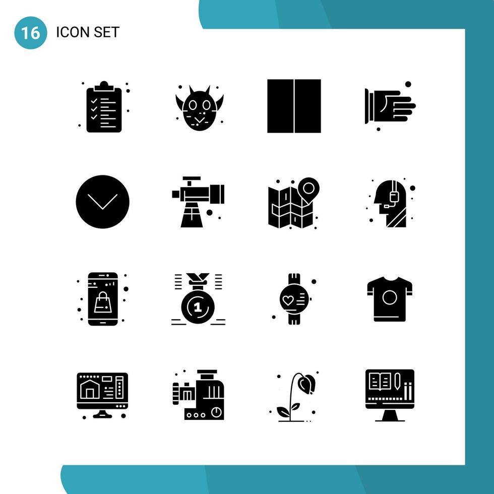 pack vectoriel de 16 symboles de glyphe icône de style solide sur fond blanc pour le web et mobile fond de vecteur d'icône noire créative