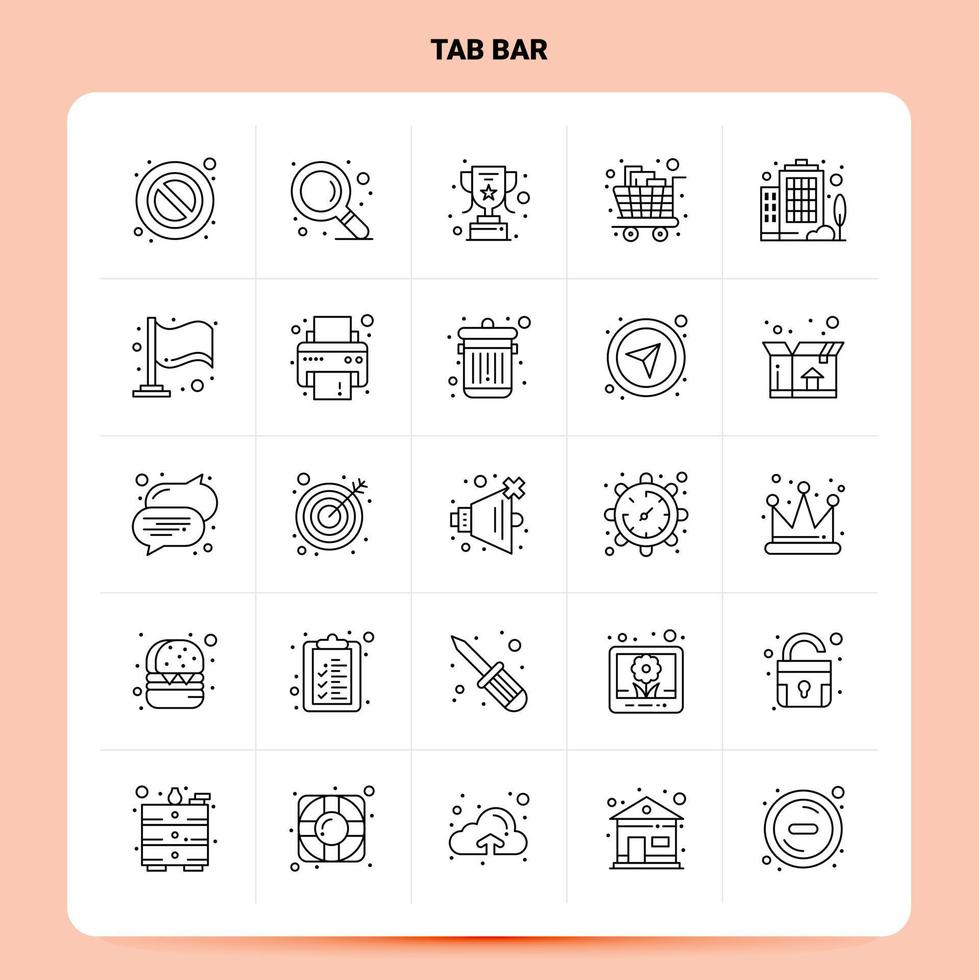 contour 25 tab bar icon set vector line style design black icons set linéaire pictogramme pack web et mobile business ideas design illustration vectorielle