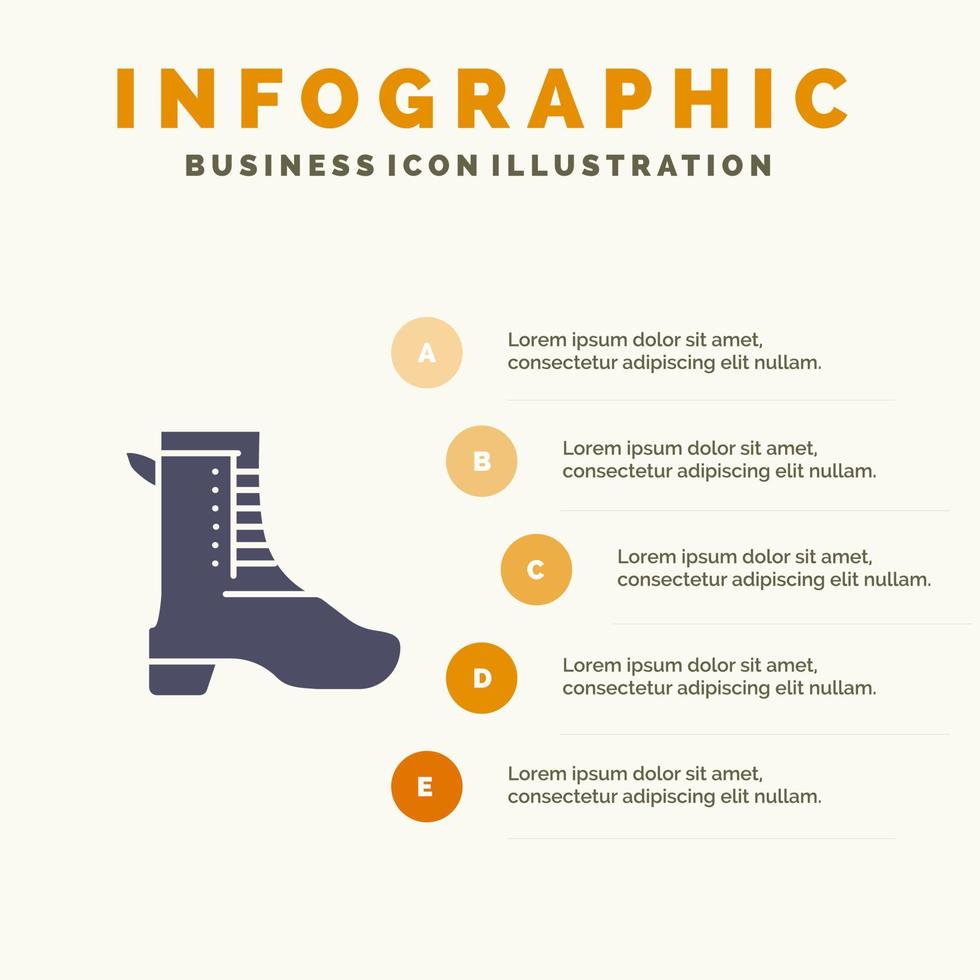 activité chaussure de course printemps solide icône infographie 5 étapes présentation fond vecteur