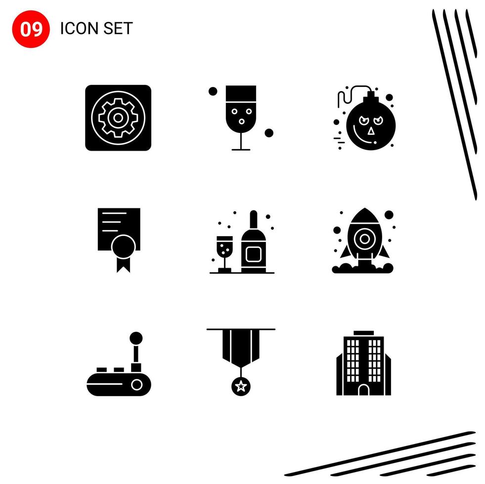 pack d'icônes vectorielles stock de 9 signes et symboles de ligne pour l'éducation à la boisson certificat alimentaire horreur éléments de conception vectoriels modifiables vecteur