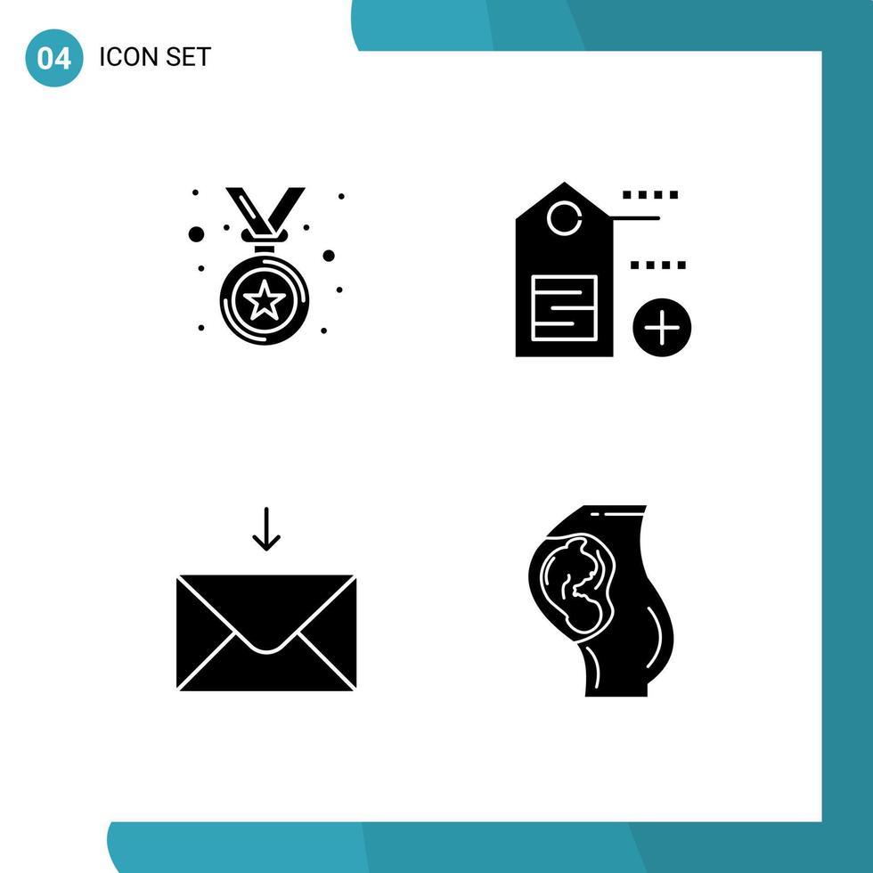 4 glyphes solides vectoriels thématiques et symboles modifiables de grossesse récompensée ajouter des éléments de conception vectoriels modifiables pour bébé vecteur