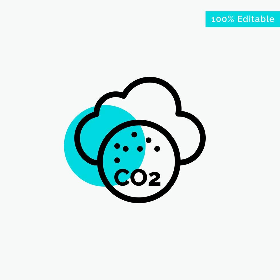 air dioxyde de carbone co2 pollution turquoise surbrillance cercle point vecteur icône