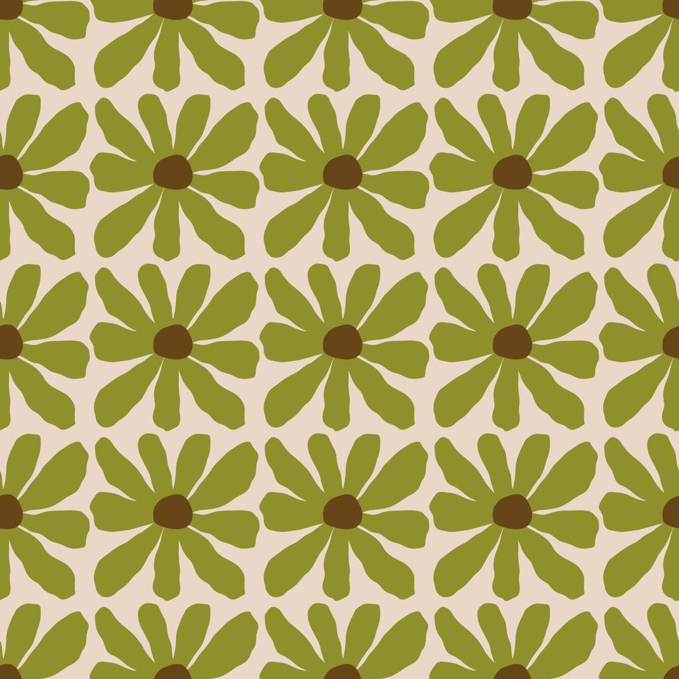 modèle sans couture de fleurs groovy rétro imprimables contemporaines esthétiques. hippie décoratif naïf années 60, arrière-plan boho vintage de style années 70 dans un style minimaliste pour tissu, papier peint ou emballage vecteur