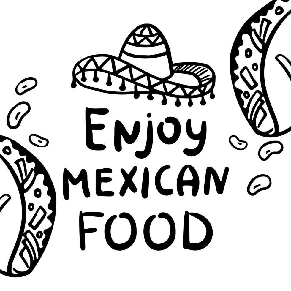 illustration vectorielle dessinés à la main cuisine mexicaine. vecteur