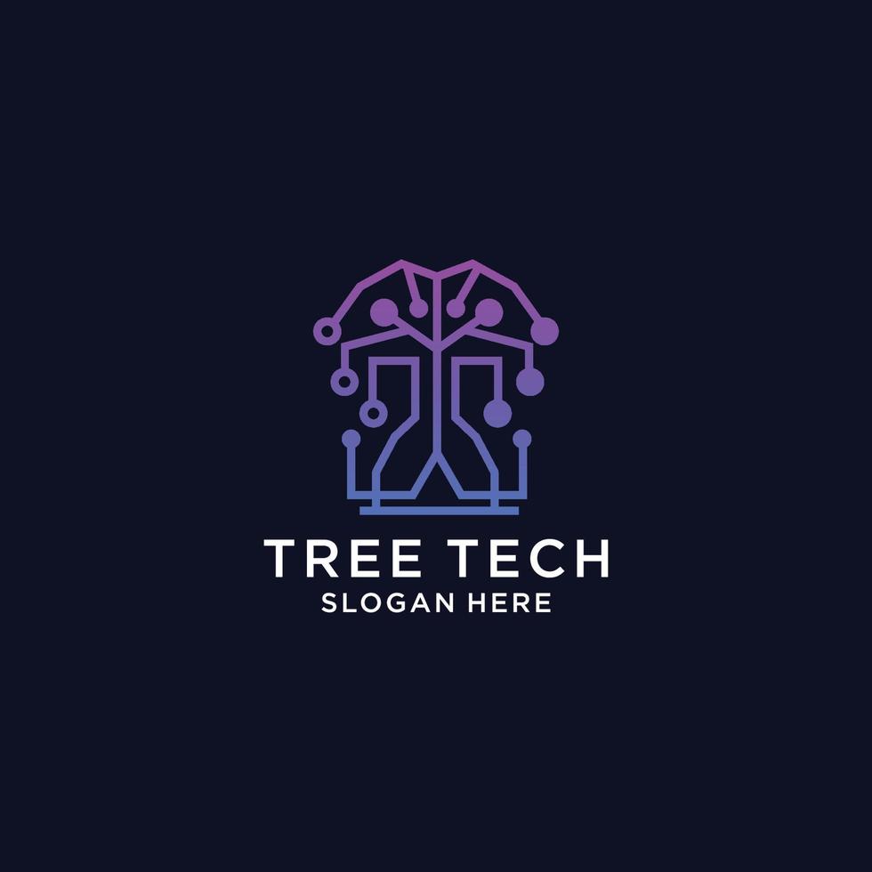modèle de conception de logo vectoriel arbre tech