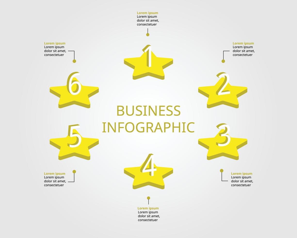 modèle de carte en étoile pour infographie pour présentation pour 6 éléments vecteur