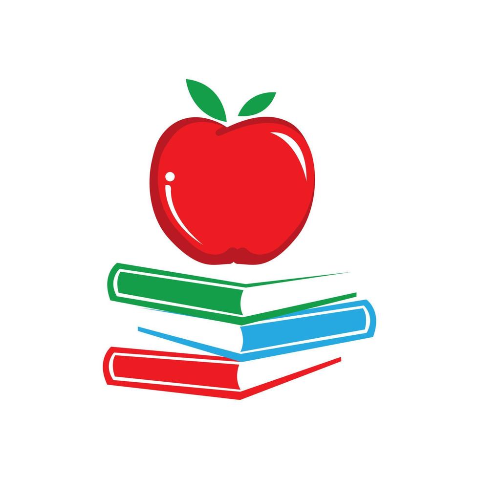 icône graphique nature pomme avec illustration de conception de vecteur de logo de livre isolé sur fond blanc
