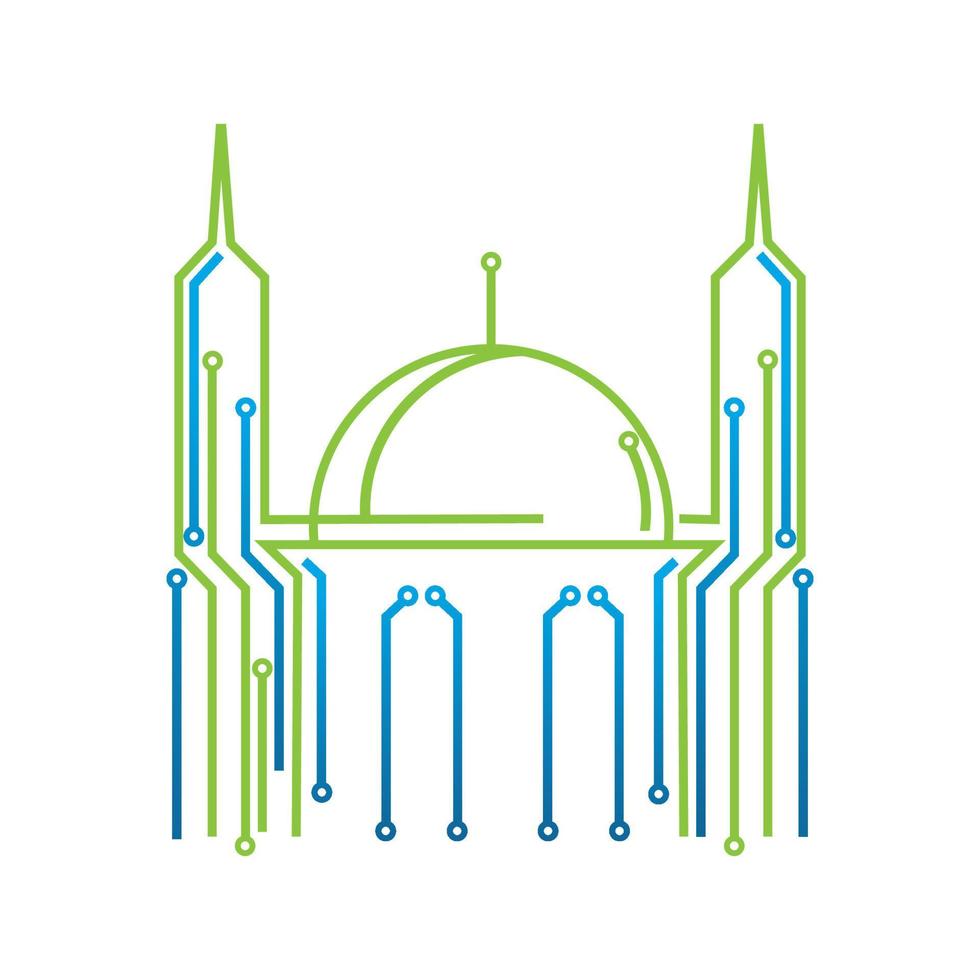 bâtiment du centre islamique centre musulman mosquée logo design concept graphique vecteur