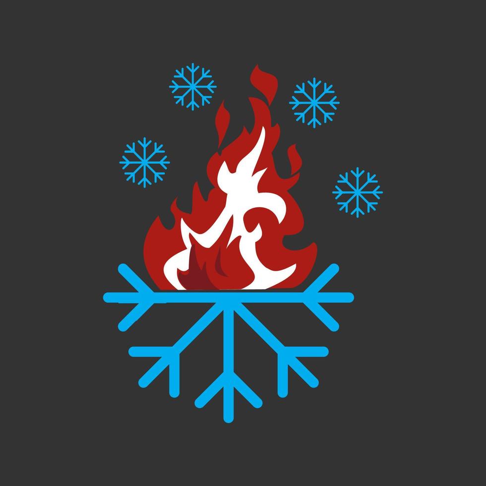 logo de chauffage et de refroidissement de la neige au feu pour une entreprise de cvc vecteur