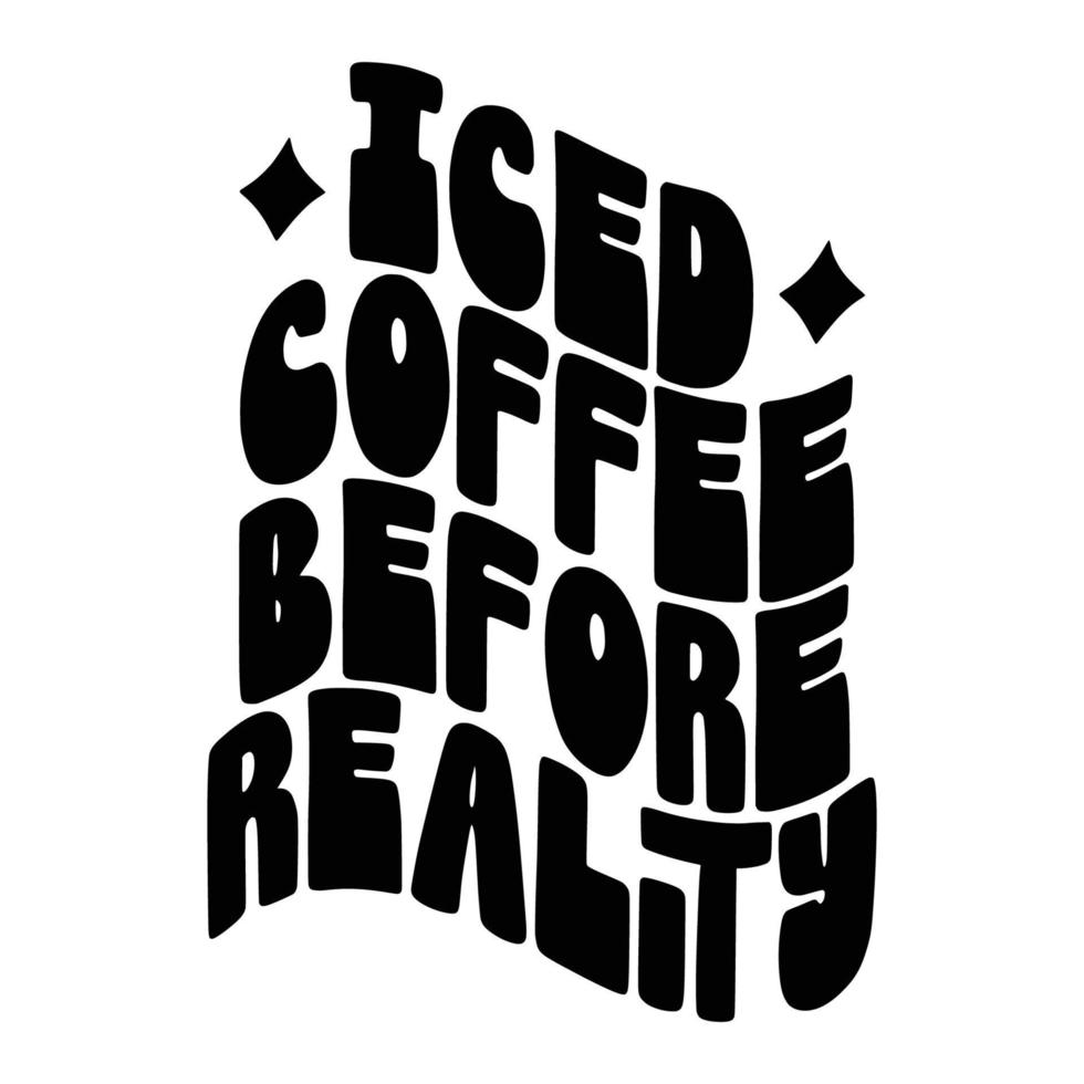 café glacé cite la typographie en noir et blanc pour l'impression vecteur