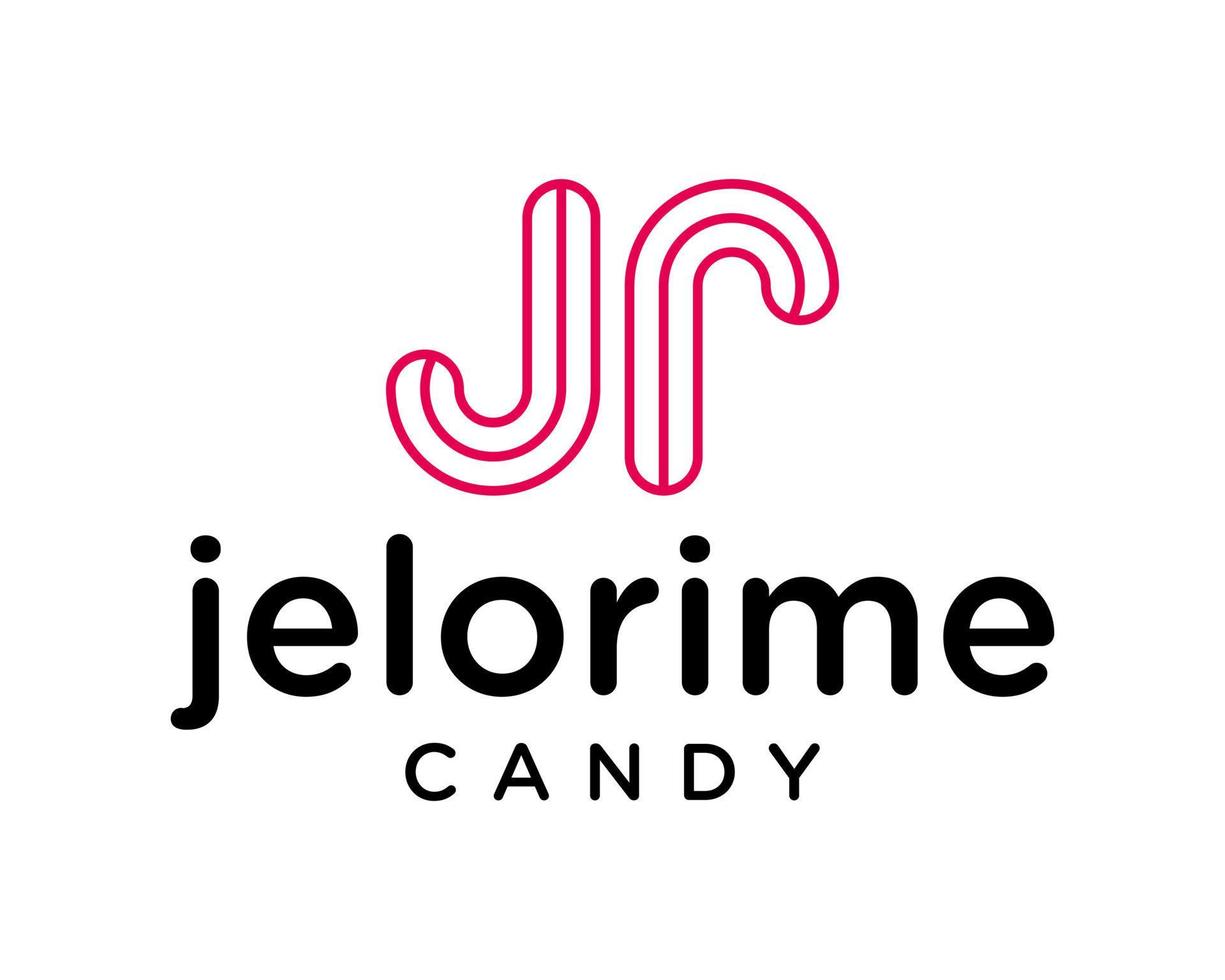 création de logo de bonbons géométriques lettre j et r. vecteur