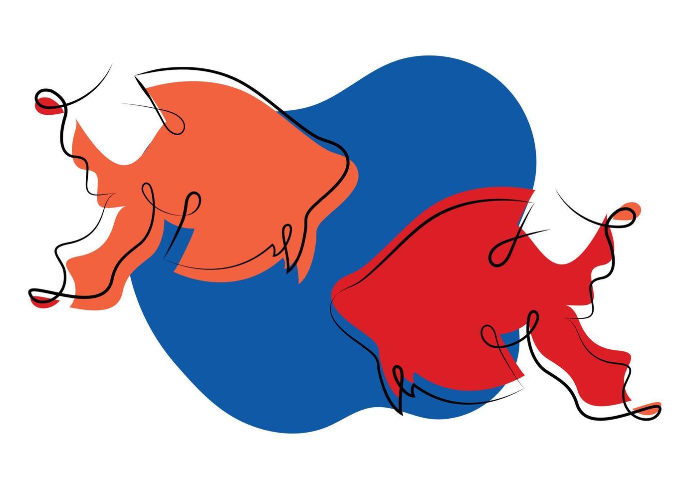 style de dessin à la main de contour minimaliste de poisson abstrait vecteur