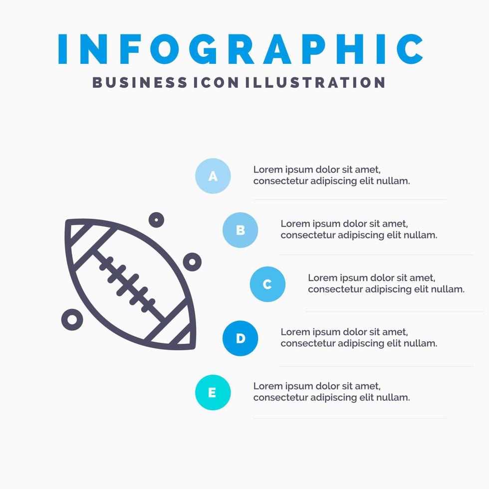 canada ball base ball canada ball ligne icône avec 5 étapes présentation infographie fond vecteur