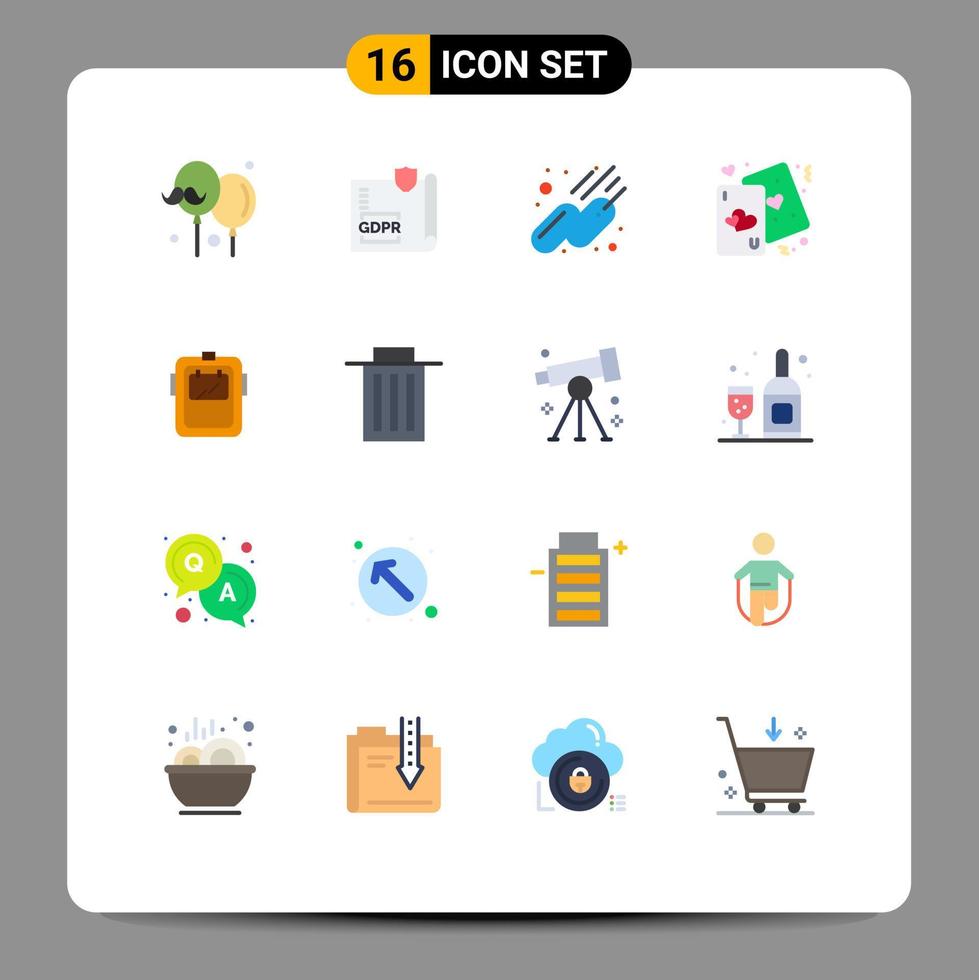 pack de 16 signes et symboles de couleurs plates modernes pour les supports d'impression Web tels que les cartes de coeurs de protection de la vie de masque pack modifiable d'éléments de conception de vecteur créatif