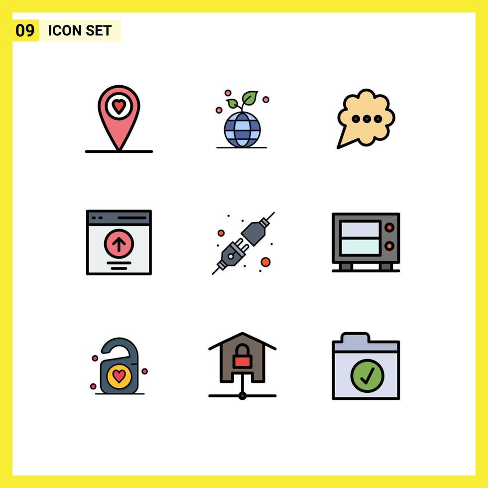 9 interface utilisateur filledline pack de couleurs plates de signes et symboles modernes de fiche de dépôt commentaire connecter télécharger des éléments de conception vectoriels modifiables vecteur