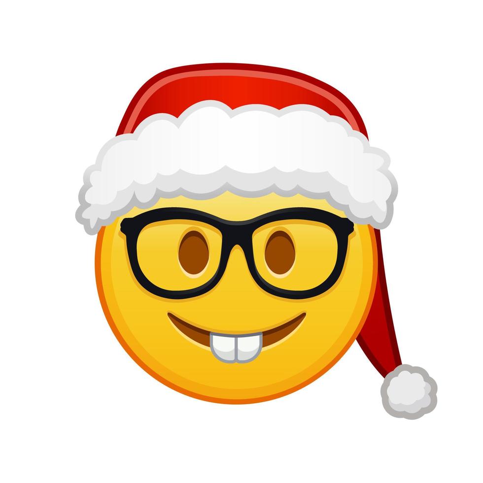 visage de nerd de noël grande taille de sourire emoji jaune vecteur