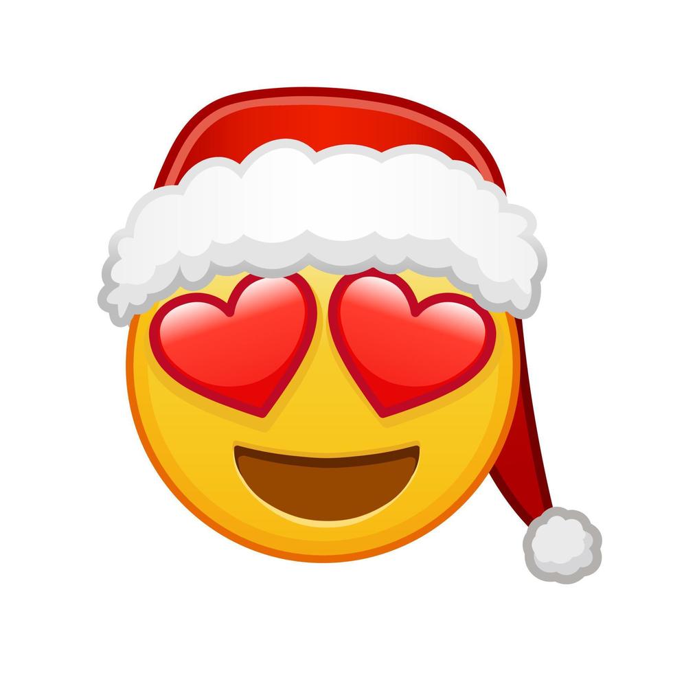 visage souriant de noël avec des yeux de coeur grande taille de sourire emoji jaune vecteur