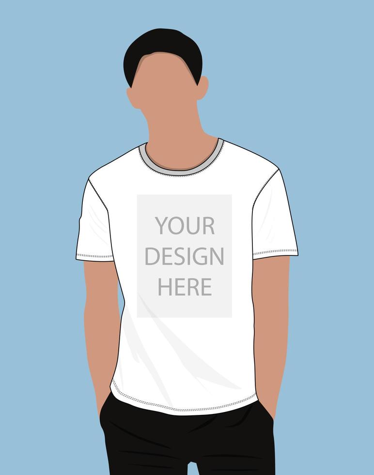 modèle de maquette d'illustration vectorielle de t-shirt à manches courtes pour hommes et garçons vecteur
