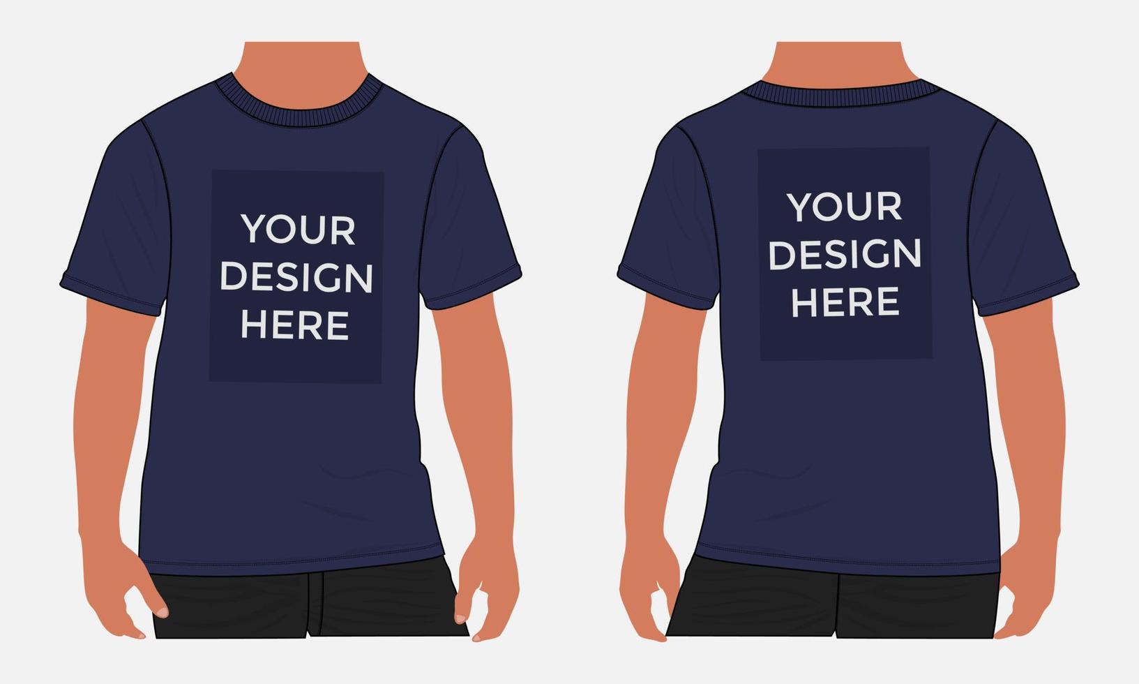 modèle de maquette d'illustration vectorielle de t-shirt à manches courtes pour hommes et garçons. vecteur