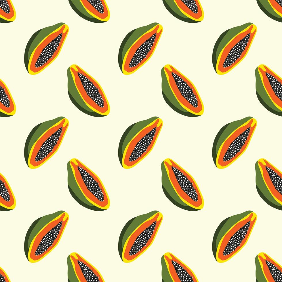 trancher les fruits de papaye de fond vectorielle continue. conception pour une utilisation en toile de fond sur tout le papier d'emballage d'impression de tissu textile et autres. vecteur