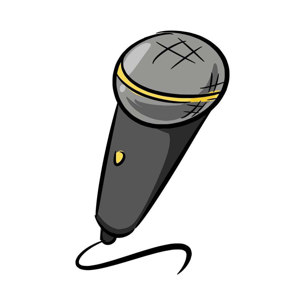 icône de microphone. thème du nouvel an, célébration, musique. pour modèle, autocollant, motif, impression. vecteur dessiné à la main.