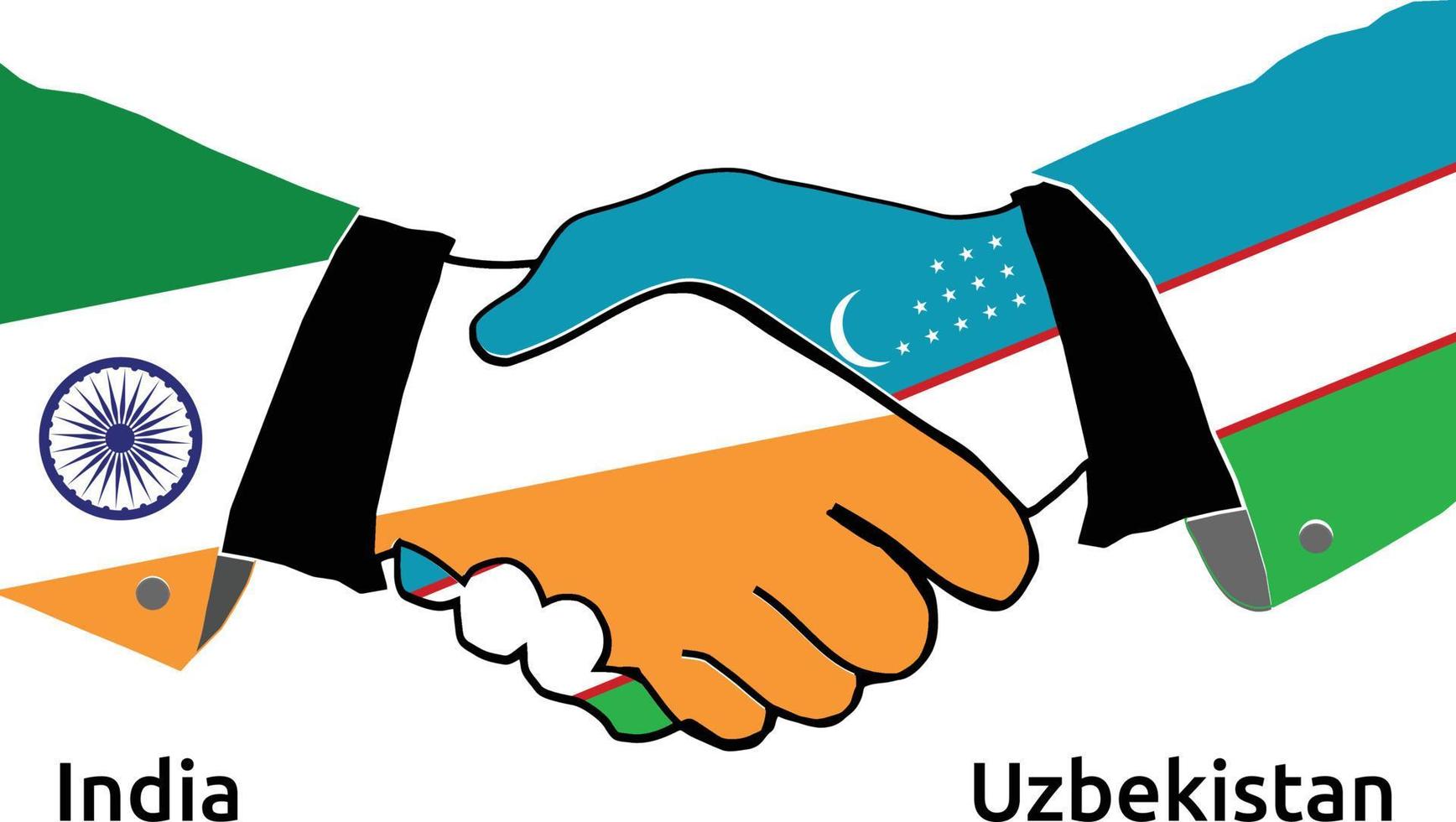 poignée de main indienne avec l'ouzbékistan meilleure utilisation pour les entreprises ou tout projet vecteur