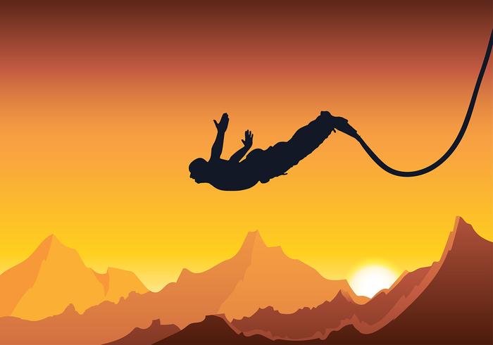 Bungee sunset silhouette vecteur gratuit