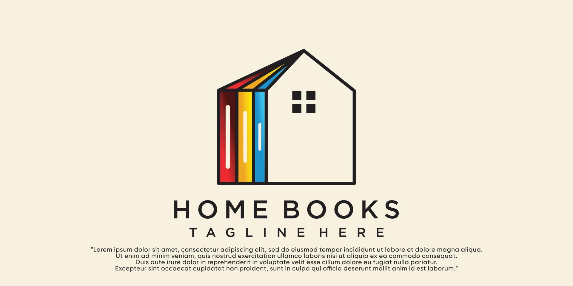 conception de logo créatif livres à la maison avec concept vecteur premium unique