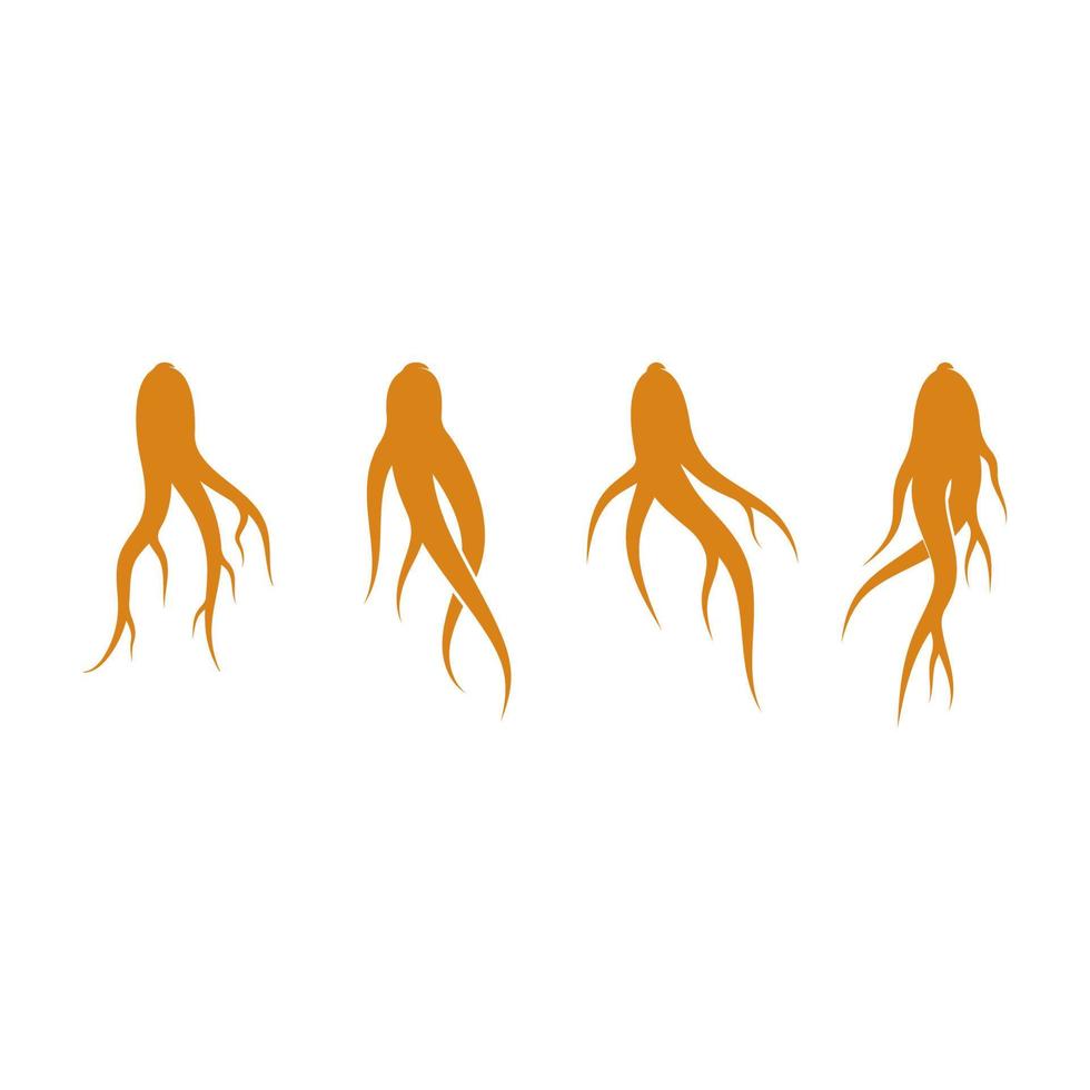 ensemble de logo de ginseng pour l'icône d'illustration de phytothérapie vecteur