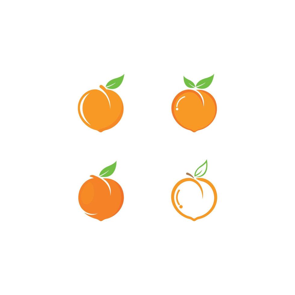 ensemble d'illustration de concept d'icône vectorielle de logo de fruits de pêche vecteur