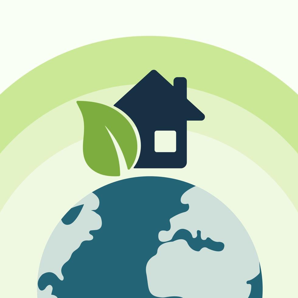 icône, autocollant, bouton sur le thème de l'économie et de l'énergie renouvelable avec terre, planète, maison vecteur