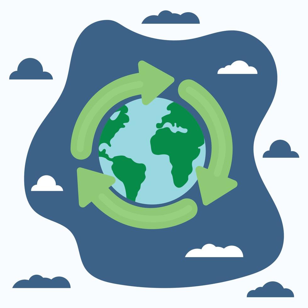 icône, autocollant, bouton sur le thème de l'économie et de l'énergie renouvelable avec la terre, la planète et l'icône renouvelable vecteur