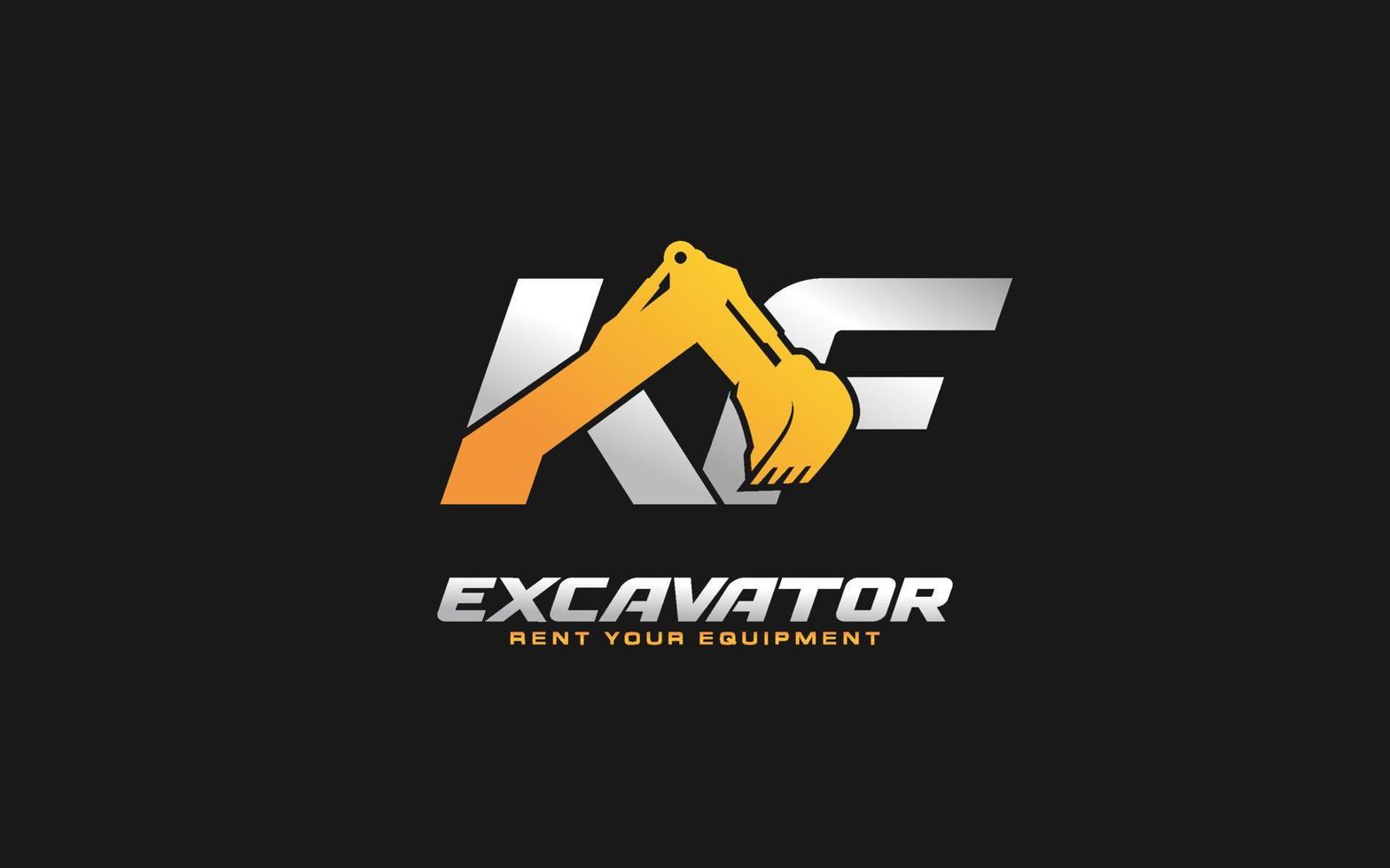 excavatrice logo kf pour entreprise de construction. illustration vectorielle de modèle d'équipement lourd pour votre marque. vecteur